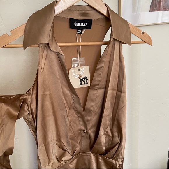 SER.O.YA The Shea Dress tan silk mini dress- size XS - Picture 8 of 11